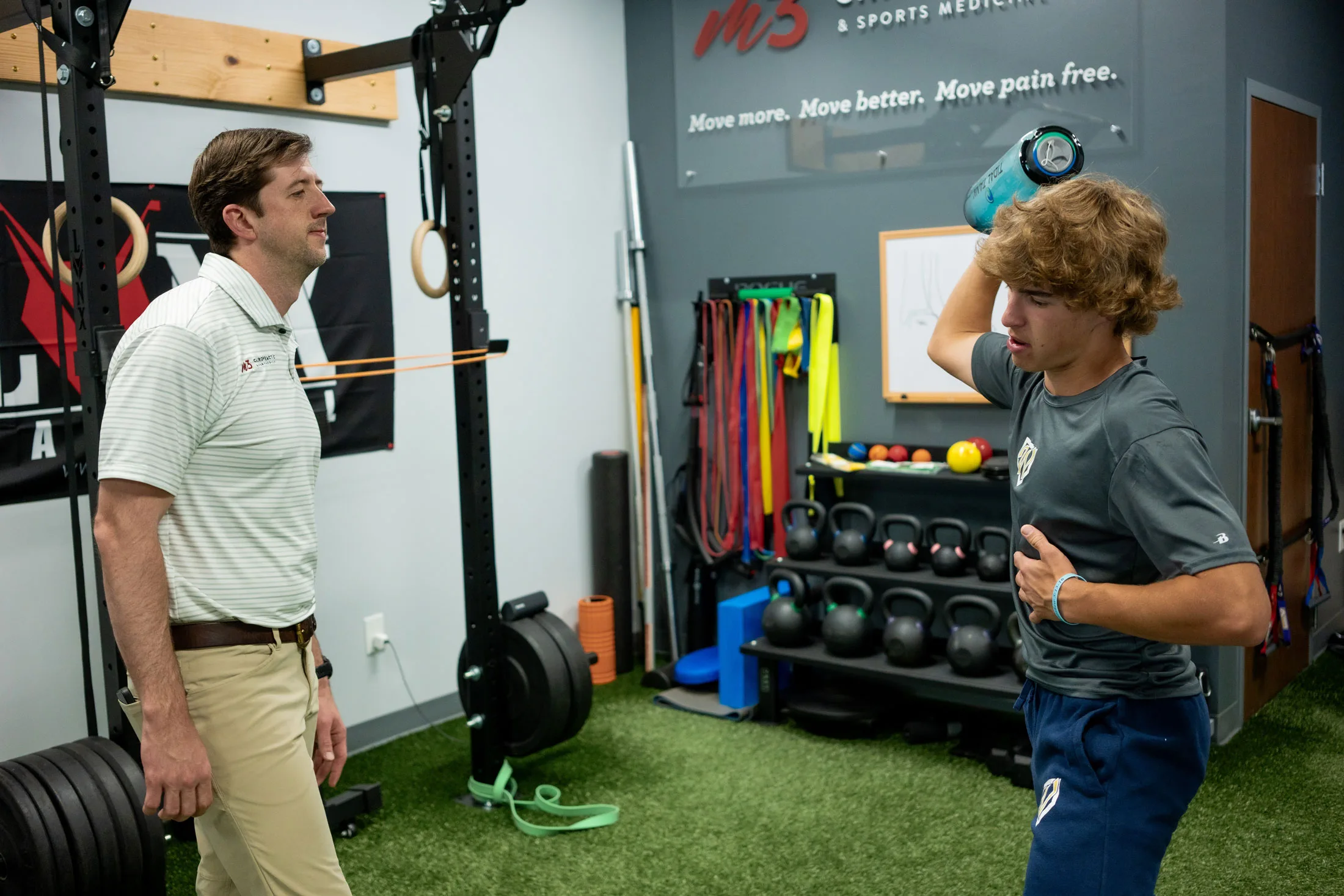 Injury Rehabilitation Patient working with Dr. Drew rehabbing