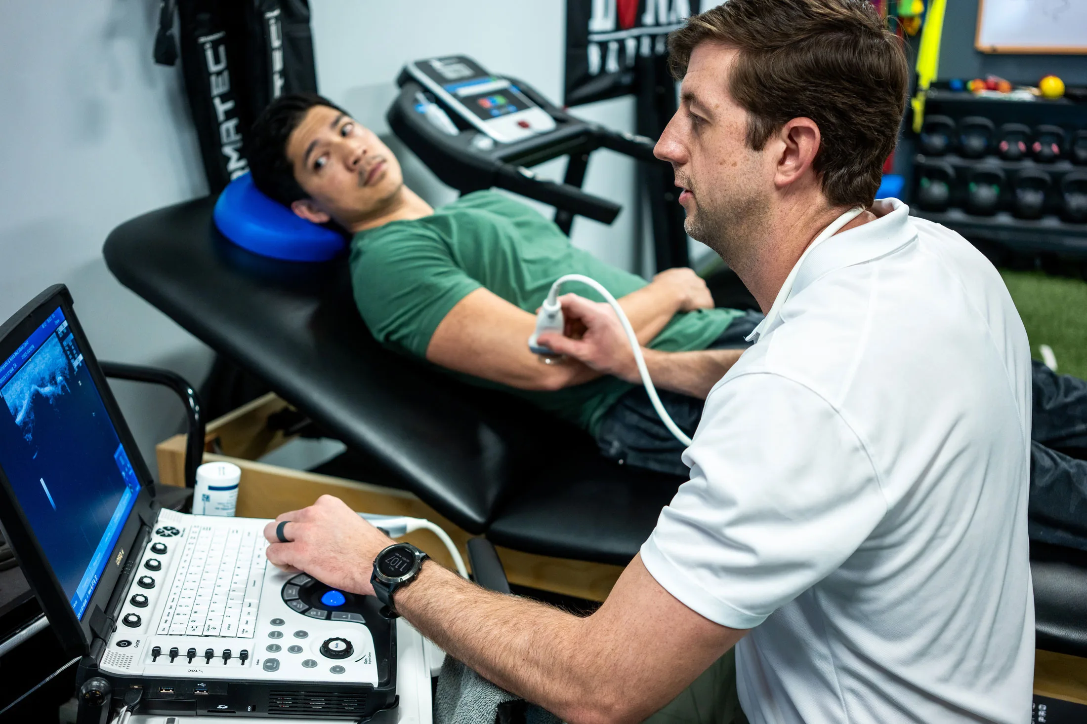 What is Diagnostic Ultrasound? Patient receiving diagnostic ultrasound on elbow